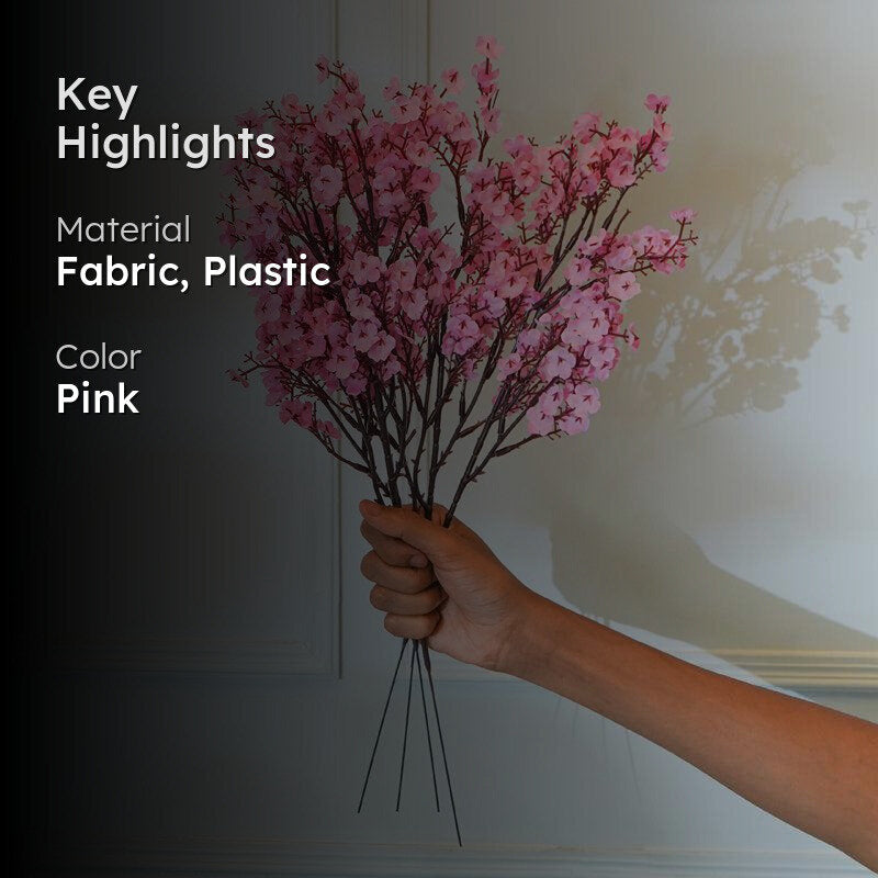 Faux Pink Gypsophila Flower Stick (19 CM) - Set Of Four media 2
