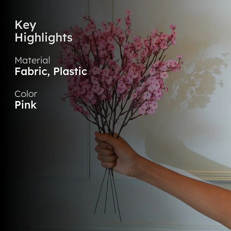 Faux Pink Gypsophila Flower Stick (19 CM) - Set Of Four media 2