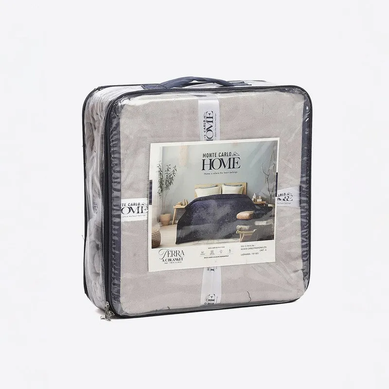 Monte Carlo Warmora Geometric Print Polyester Blanket (Light Grey) - 210 GSM media 7
