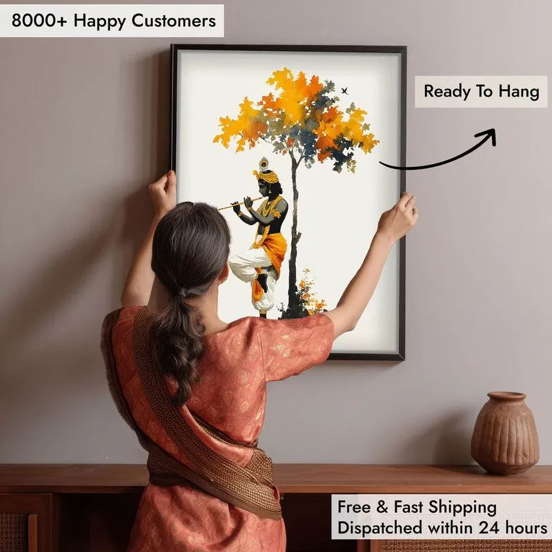 Lord Shyamsundar Krishna Playing Fluit Archival Paper Wall Art media 5