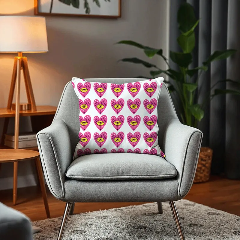 Heart's Eyes Printed Velvet Cushion Cover - Set Of Five media 6