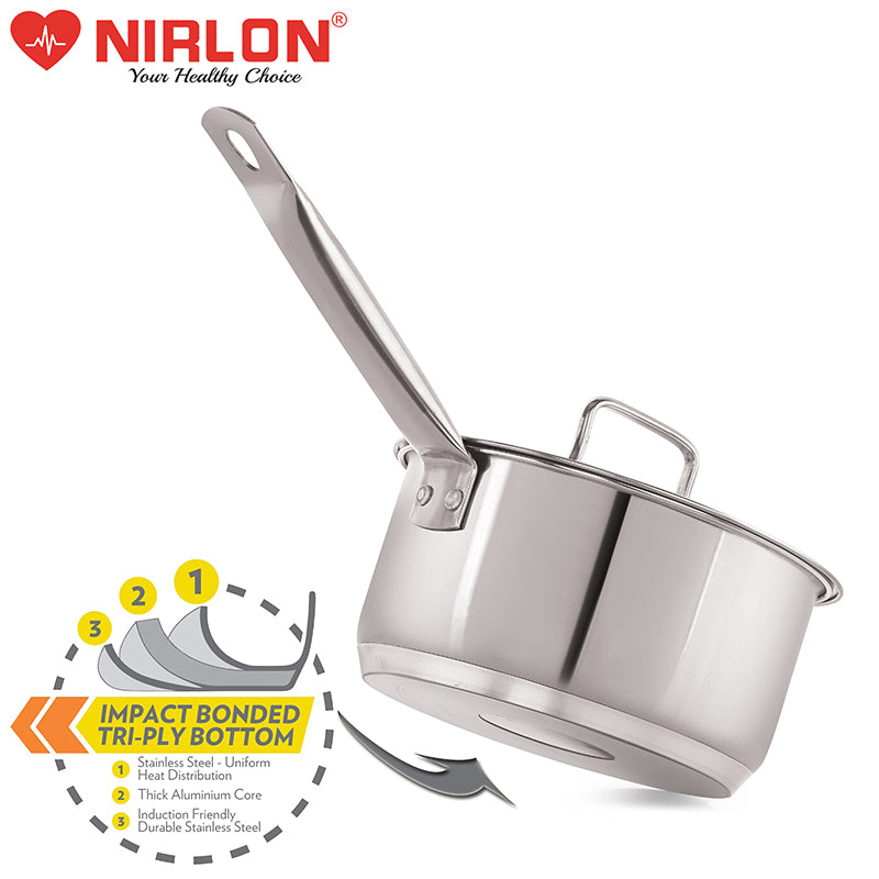 Nirlon Steel Saucepan With Lid - 2800 ML/8 Inches media 6