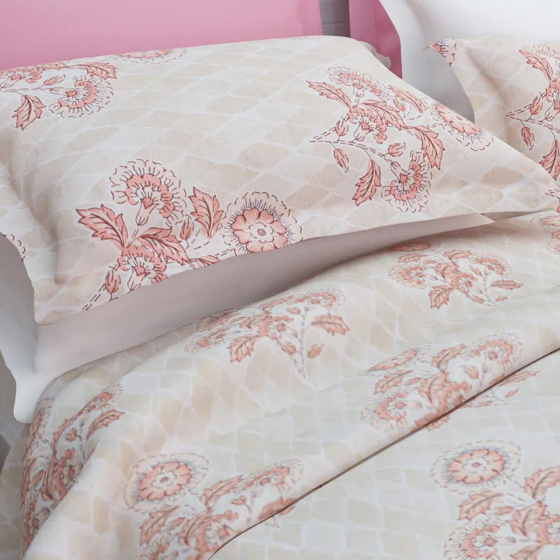 Marigold Fields Cotton Bedsheet (Peach) - 144 TC media 5