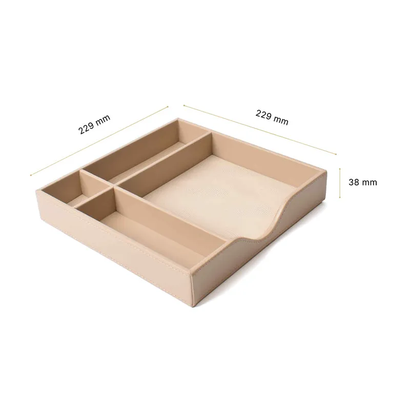 Veltrix Cube Faux Leather Desk Organiser - Beige media 9