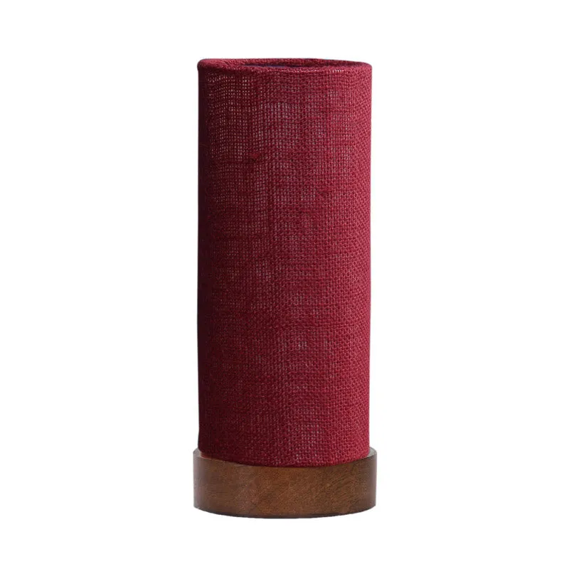 Jaala Tower Wooden Table Lamp With Jute Shade - Maroon,Brown media 4