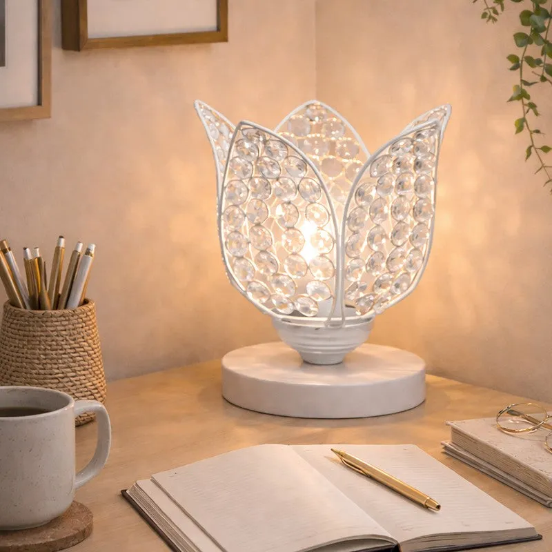 Floral Culture Metal Table Lamp - White media 3