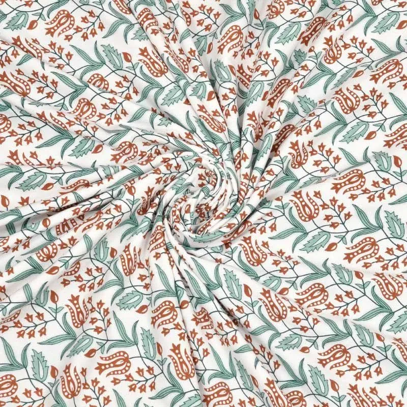 Devyanshi Floral Printed White & Green Cotton Dohar media 5