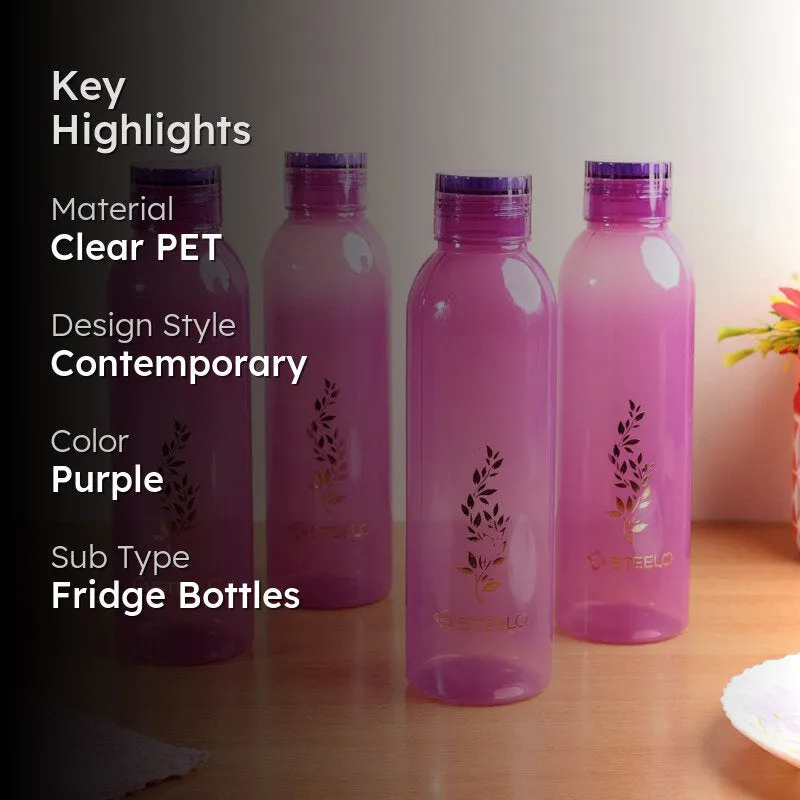AquaBloom Purple Clear PET Bottle (1000 mL Each) - Set Of Four media 2