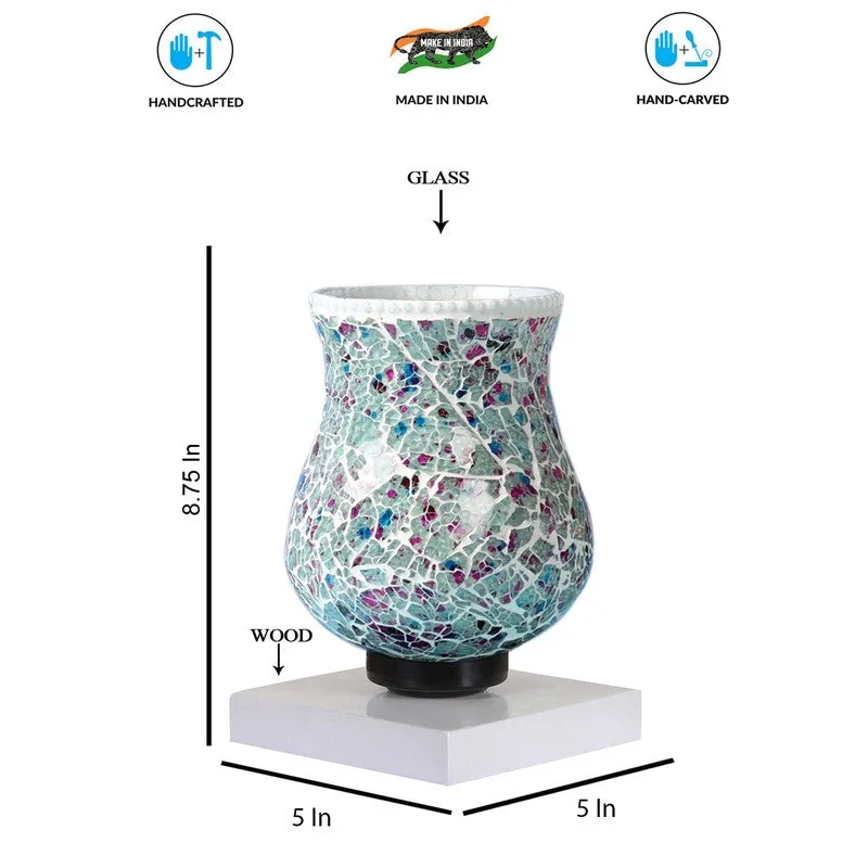 Glowfire Mosaic Glass Table Lamp With Wooden Base - Multicolor media 9