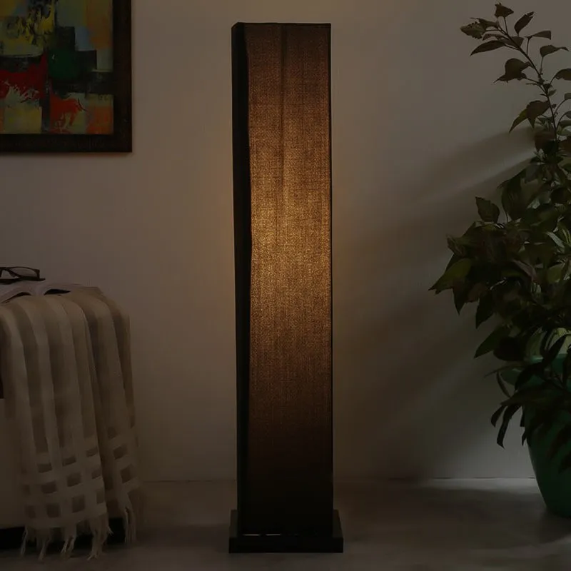 Ruya Wooden Tower Floor Lamp - Black media 1