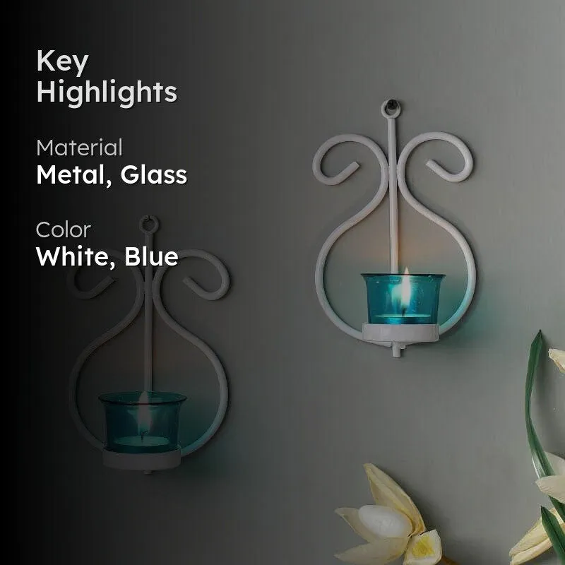 Seina White Frame Sconce Candle Holder (Azure) - Set Of Two media 2