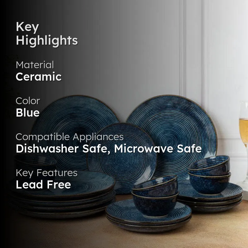 Meghneel Handmade Dinner Set (Blue) - 18 Piece Set media 2