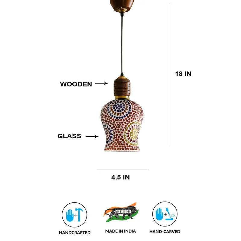 Mosaic Bell Pendant Wooden Ceiling Lamp media 5