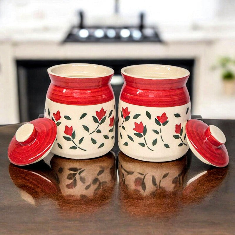 Ghara Flora Ceramic Jar (300 mL Each) - Set Of Two image 5
