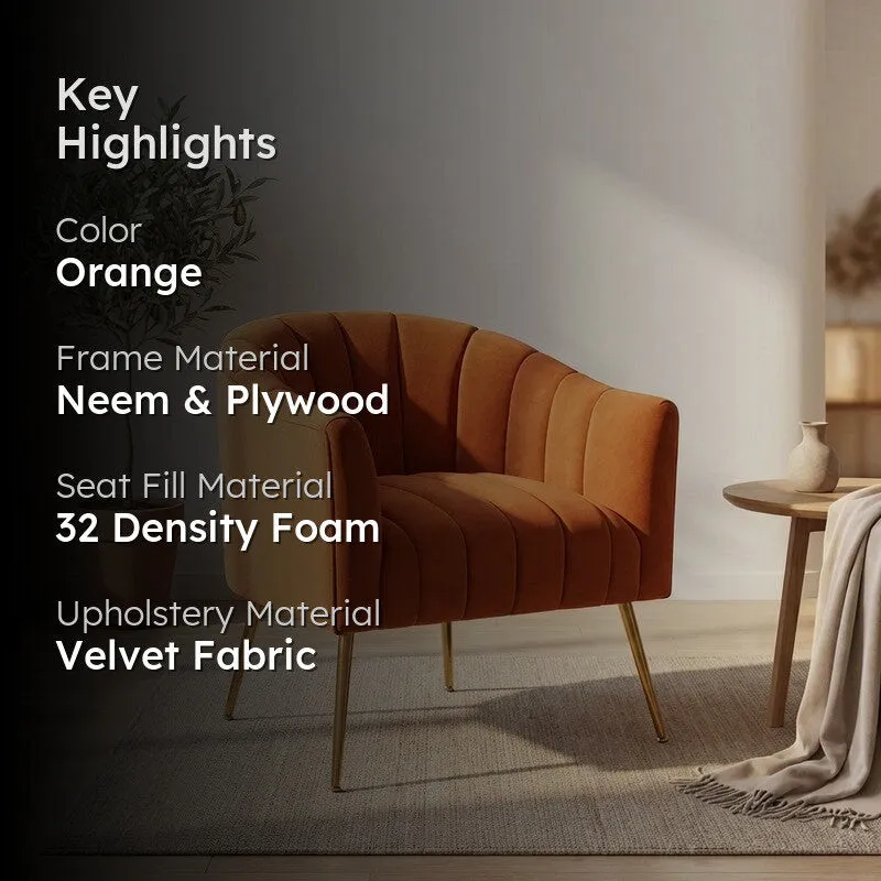 Plaino Neem Wood Accent Chair - Orange media 2