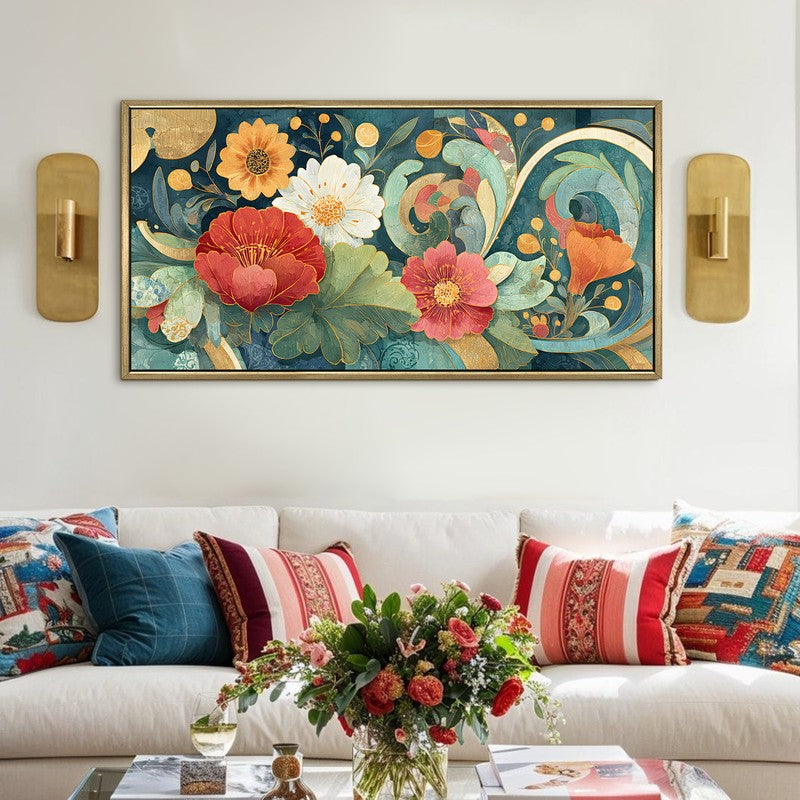Botanical Grace Canvas Wall Painting With Frame