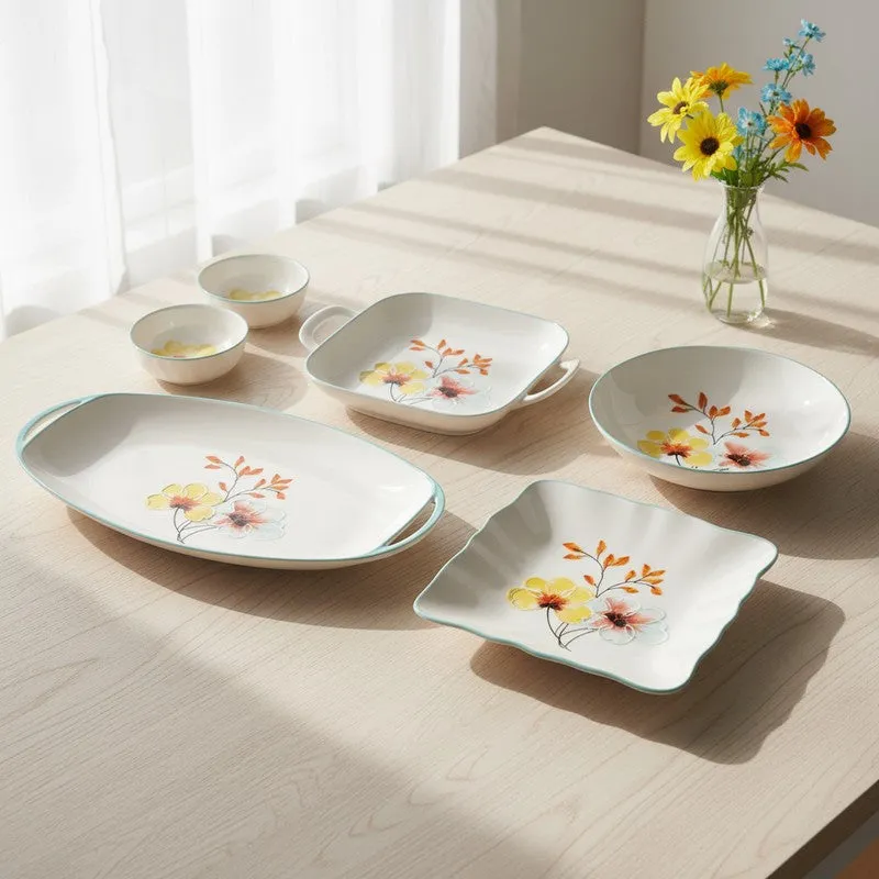 Saffron Porcelain Snack Set - Six Piece Set - 1