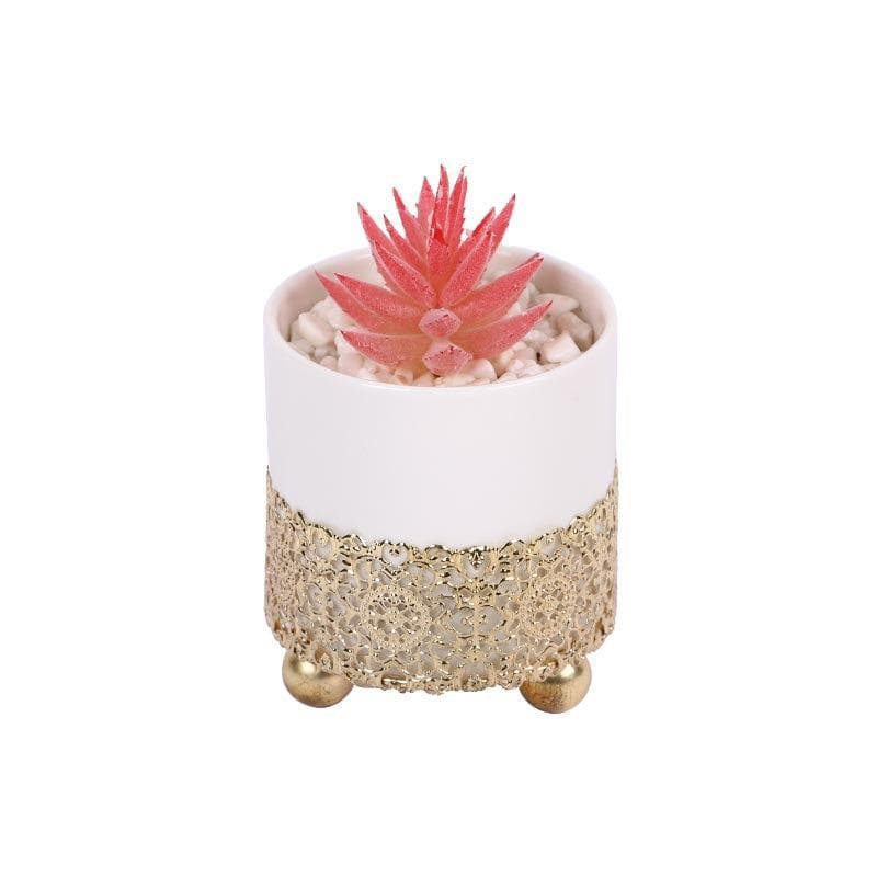 Faux Pink Agave In Decorative Pot - 12 cms media 3