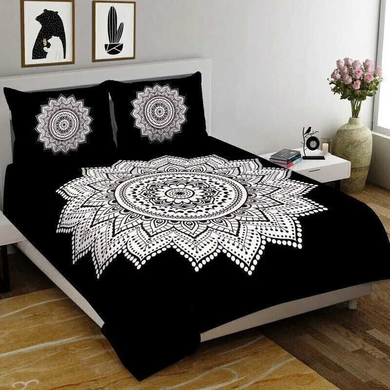 Petalra Cotton Bedsheet (Black,White) - 240 TC media 3