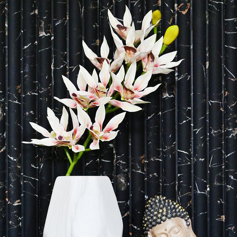 Artificial Orchid Polyester Flower Stick - White & Pink media 4