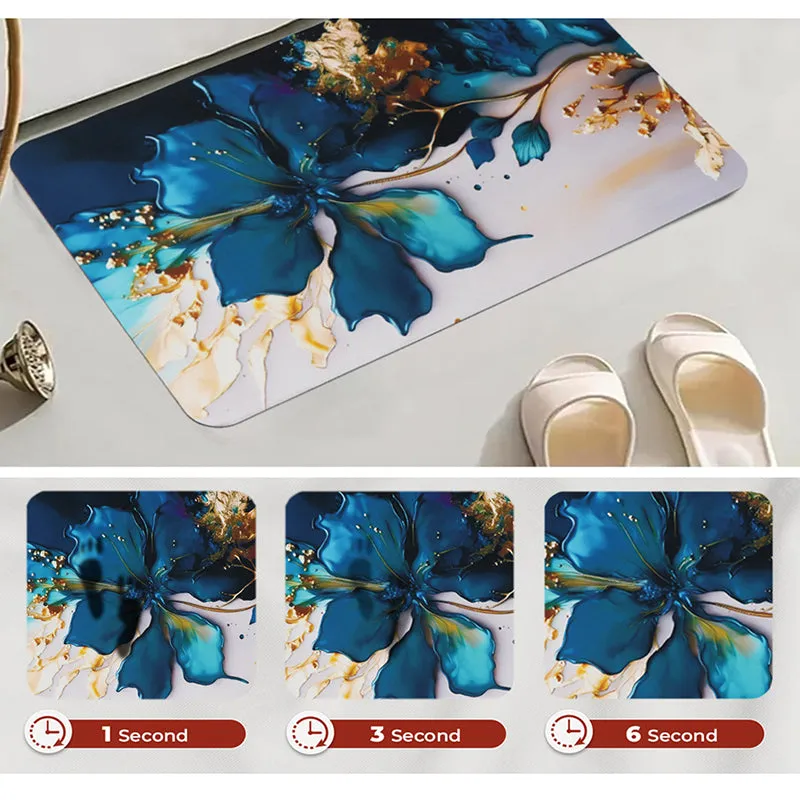 Blue Flora Anti Skid Rubber Bath Mat media 5