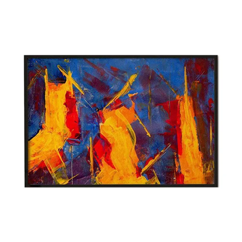 Multi Colored Abstract Canvas Painting - Black Frame media 6