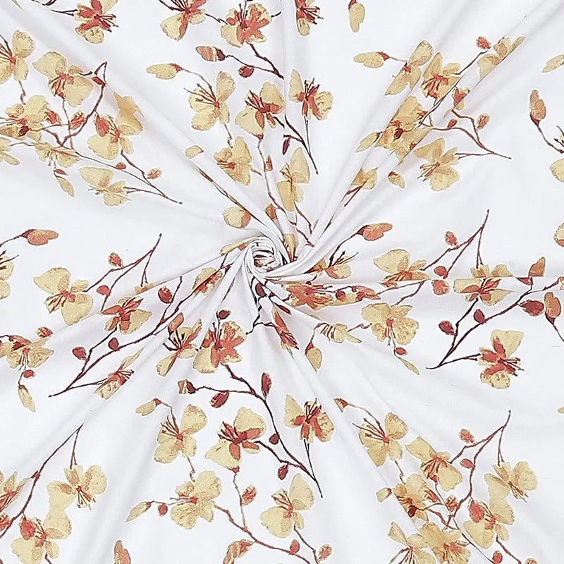 Monte Carlo Floraline Cotton Bedsheet (White,Red) - 104 TC media 10