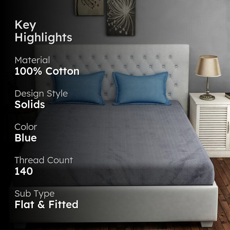 Swayam Croda Solid Cotton Bedsheet (Grey) - 140 TC media 2