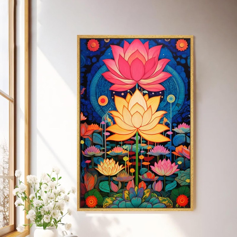 Paradise Lotus Wall Art With Frame