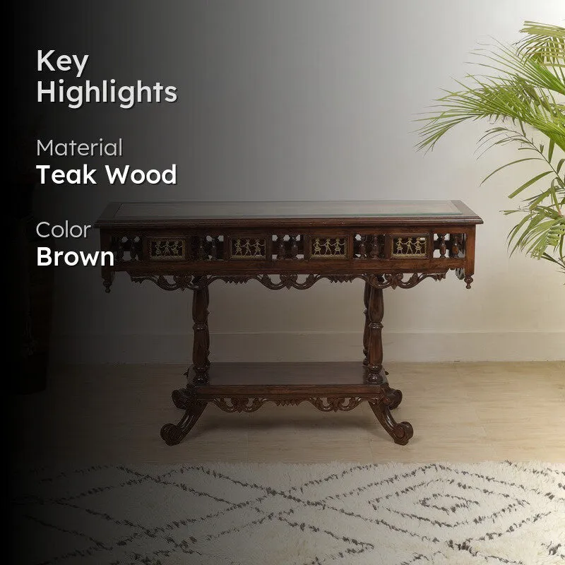 Crown Teak Wood Console Table media 2