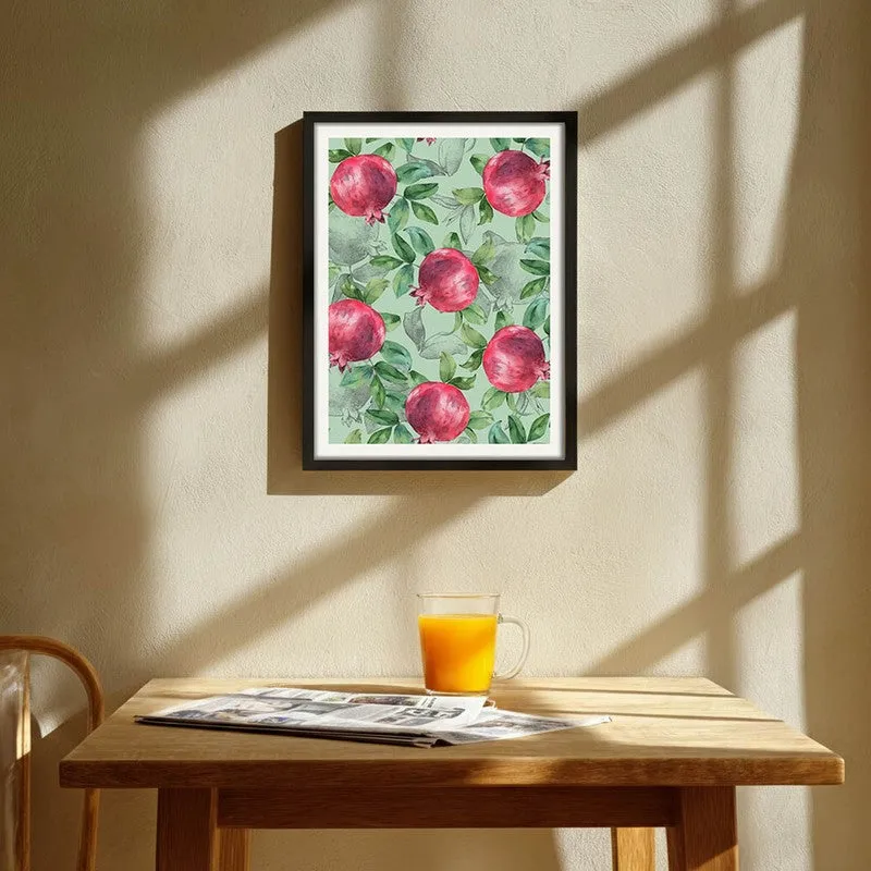 Blush Pomegranate Archival Canvas Wall Art - Black media 1
