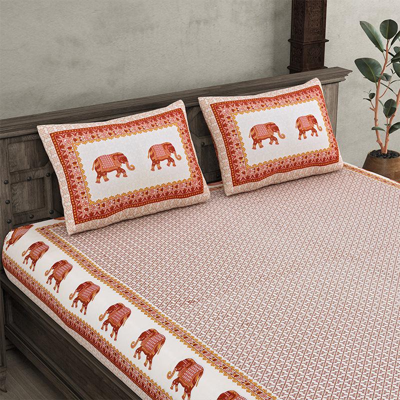 Gaj Ethnic Cotton Bedsheet (Red) - 180 TC media 3