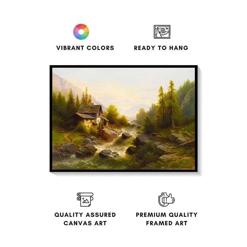 River Valley Canvas Wall Painting - Black Frame media 4