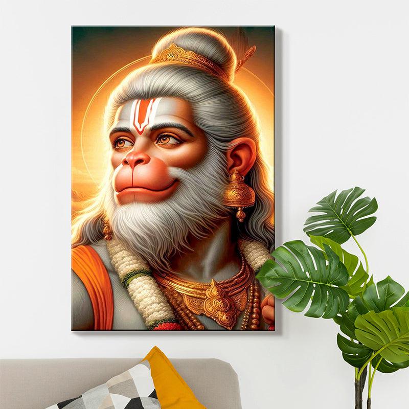 The Divine Warrior Hanuman Poly Canvas Wall Painting media 6