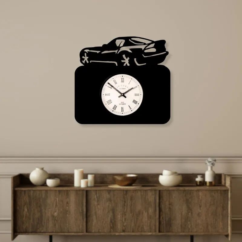 Car Steel Analog Wall Clock - Black media 3
