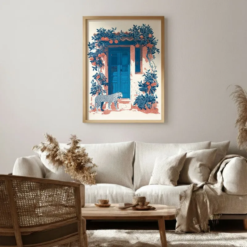Sapphire Shade Canvas Wall Painting - Brown Frame media 1