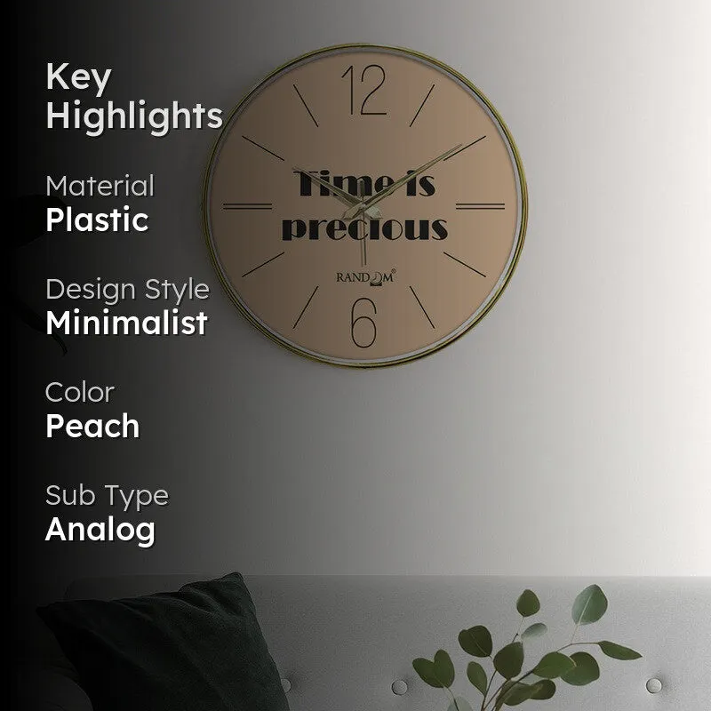 Time is Precious Round Analog Wall Clock - Peach media 2