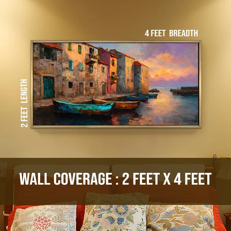 Painted Harbor Canvas Wall Painting With Frame media 9
