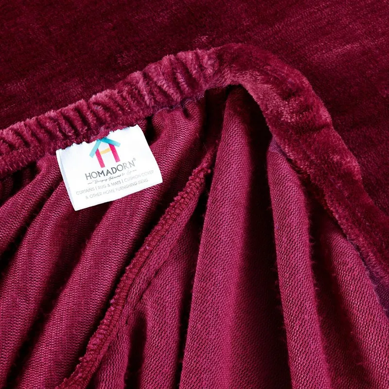 Casselle Velvet Bedsheet (Maroon) - 300 GSM media 3