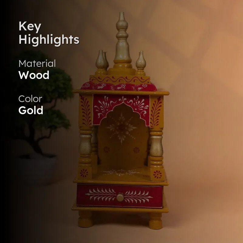 DevLok Handcrafted Wooden Mandir - Gold media 2