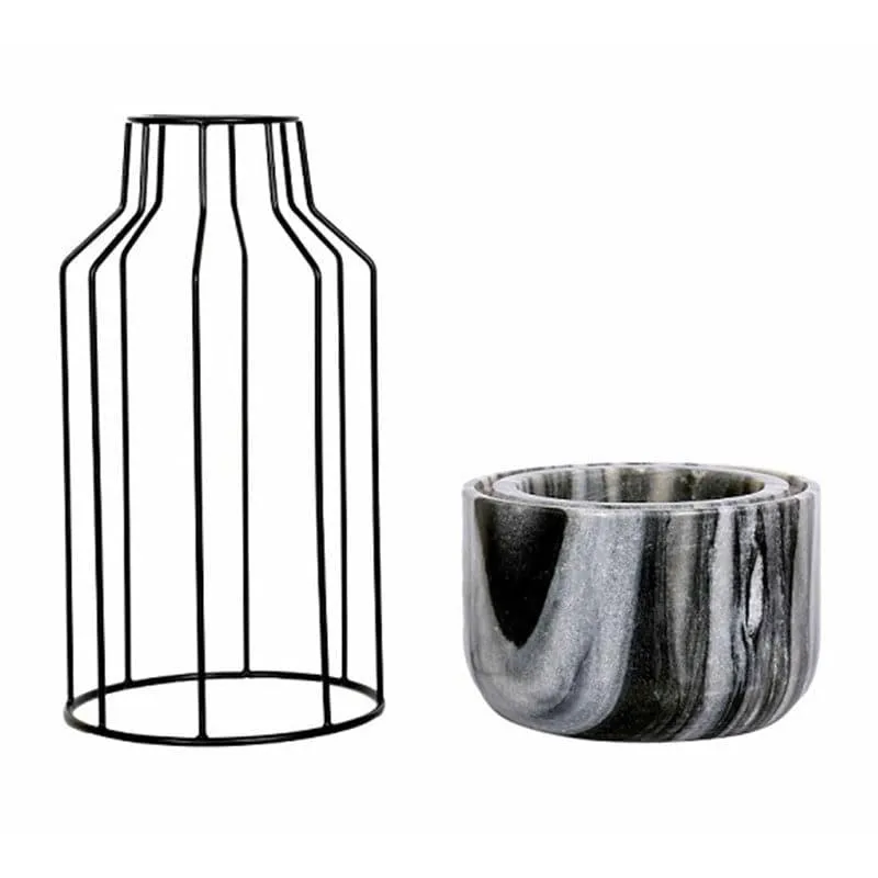 Black Mesh Eartha Hand Crafted Marble Planter - Grey media 4