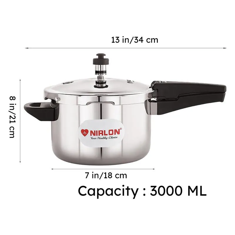 Nirlon Silver Pressure Cooker - 3000 mL/ 8 Inches media 8