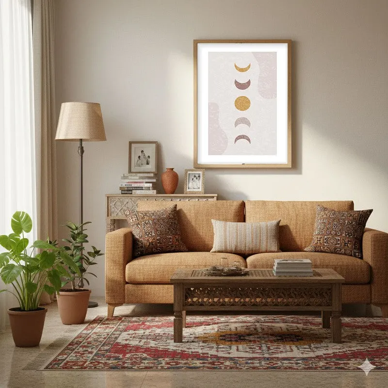 Mauve Equilibrium Canvas Wall Painting With Brown Frame media 4