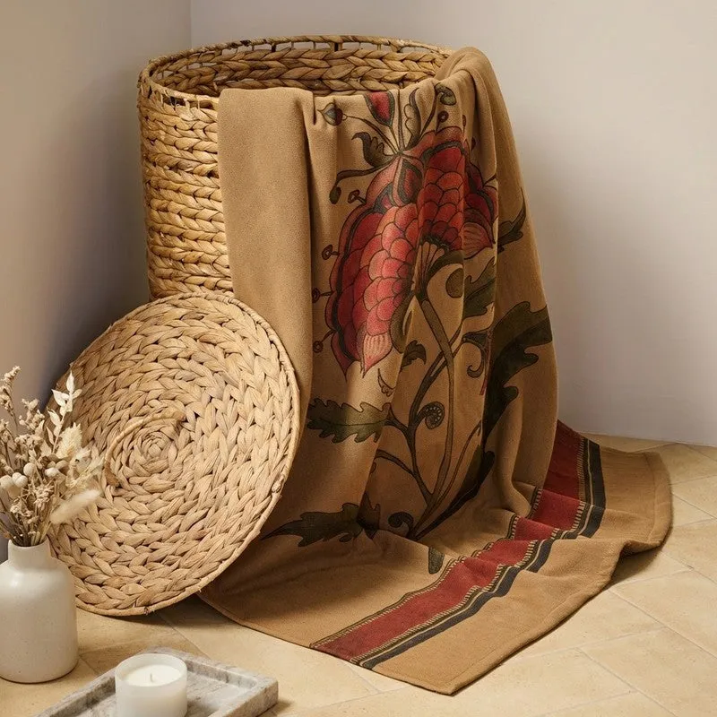 Mehfil Floral Cotton Bath Towels - Brown media 1