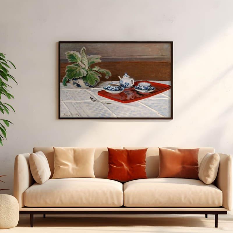 Tea Service By Claude Monet - Black Frame