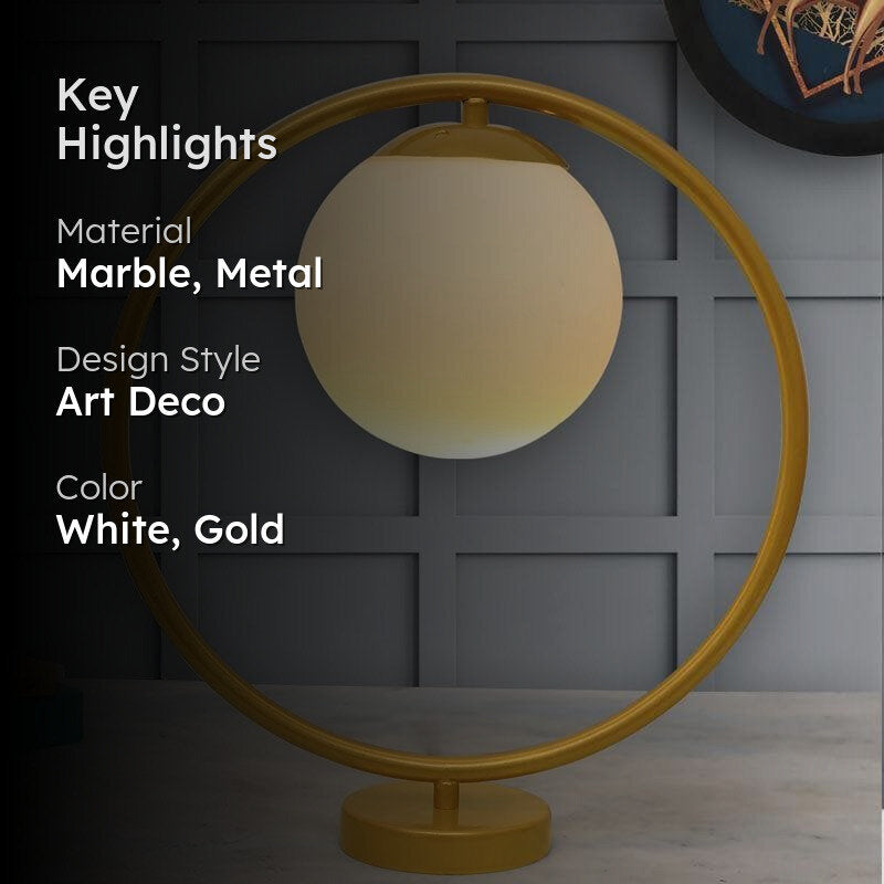Naomi Marble Table Lamp - White,Gold media 2