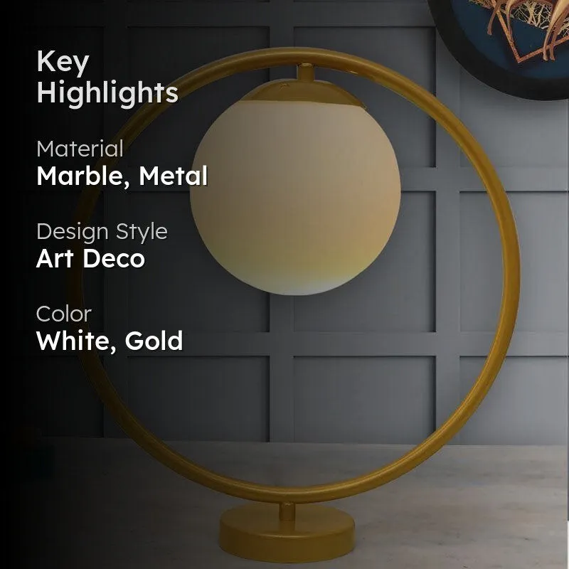 Naomi Marble Table Lamp - White,Gold media 2