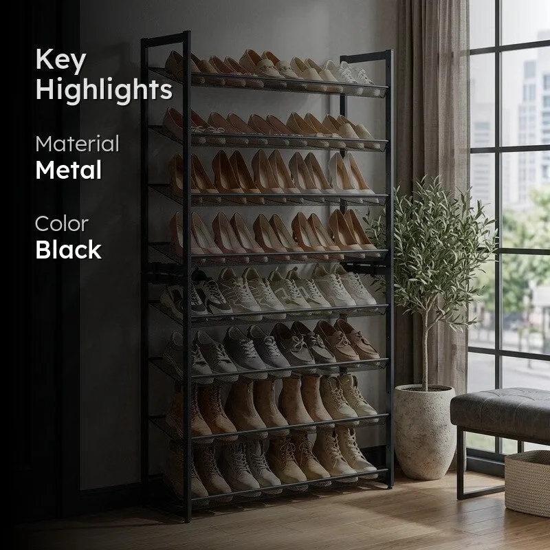 Practical Metal Shoe Rack - Black media 2