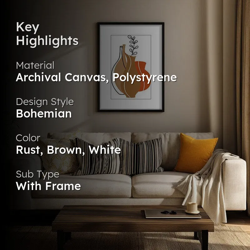 Earthen Jars Canvas Wall Painting With Black Frame media 2