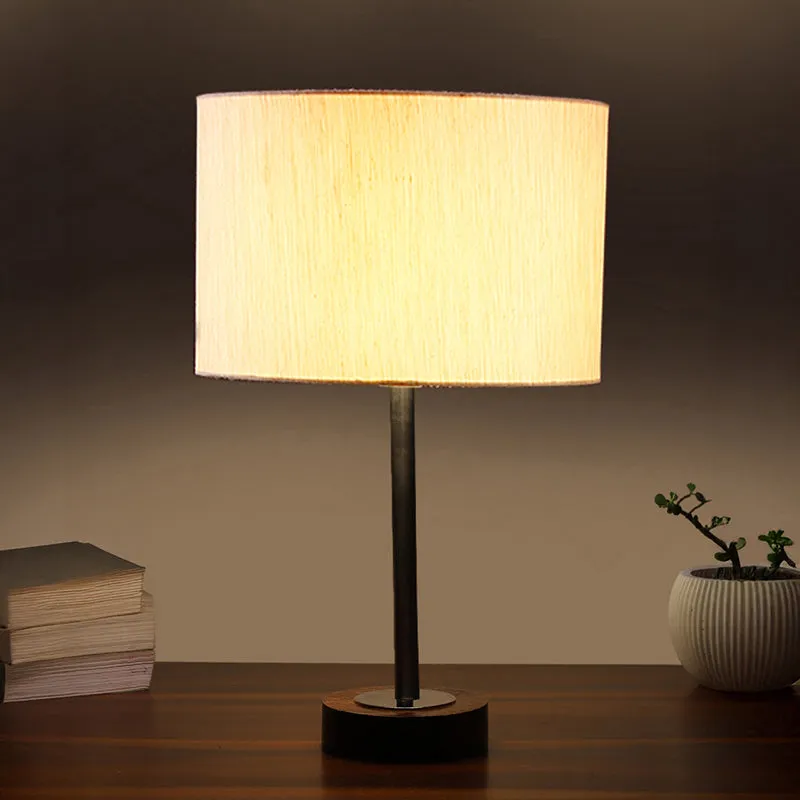 Cotin I Rodin Wooden Table Lamp - OffWhite,Silver,Brown media 1